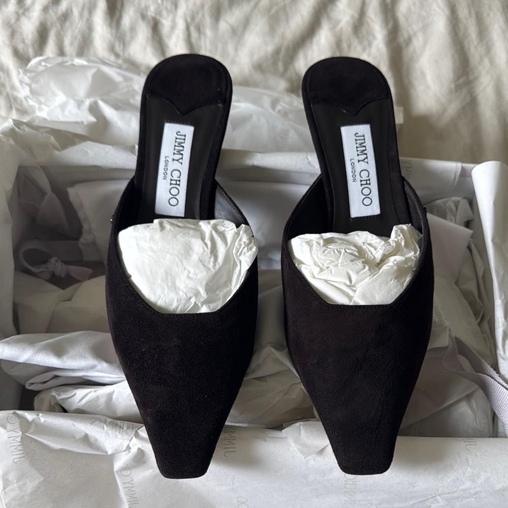 Jimmy Choo brown Mules Sleek Suede Design